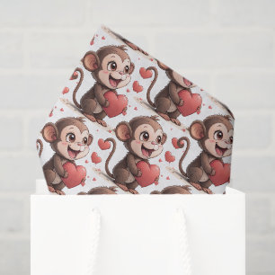 Happy Valentine's Day Tissue Paper Monkey Hearts