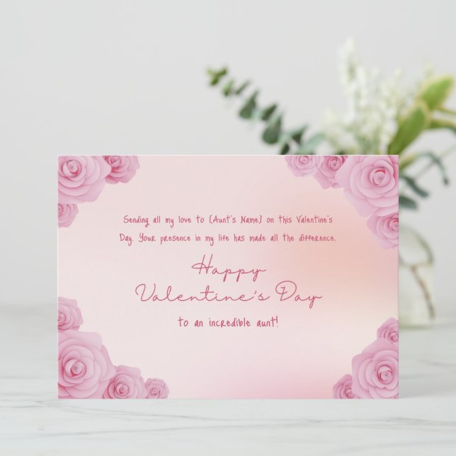 Happy Valentines Day To My Aunt Holiday Card (Standing Front)