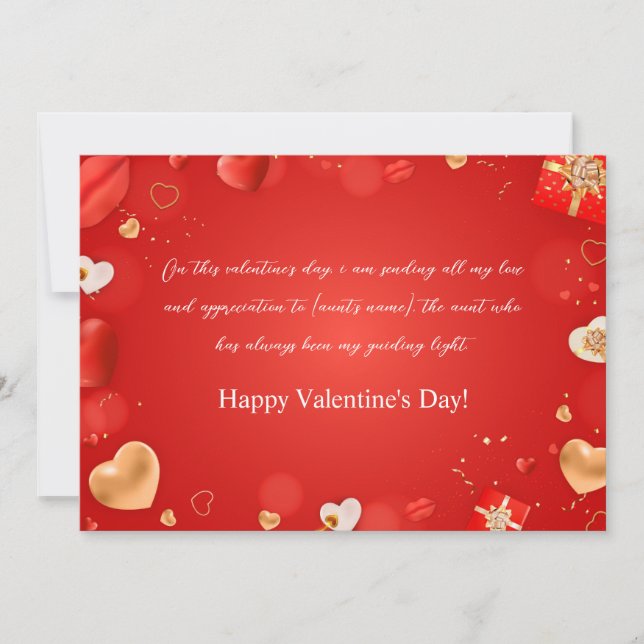 Happy Valentines Day To My Aunt Holiday Card (Front)