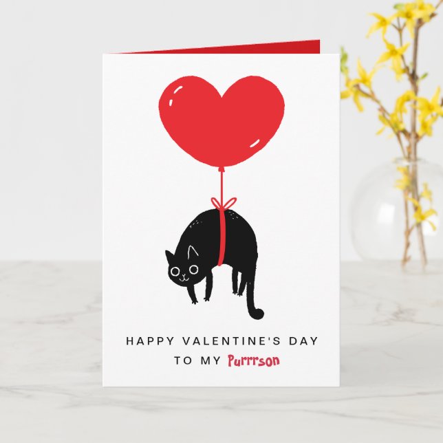Happy Valentine's Day To My Purrrson Cat  Card (Yellow Flower)