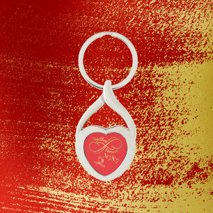 Happy Valentine's Day Together Forever Gold on Red Key Ring