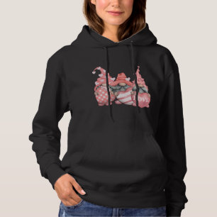 Happy Valentines Day Tomte Three Pink Hearts Garde Hoodie