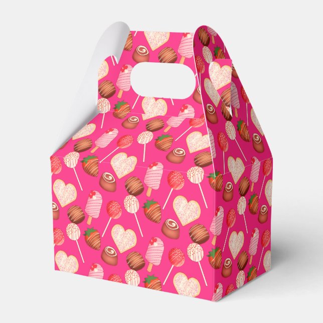 Happy Valentine's Day Treats And Candy Pattern Favour Box (Front Side)