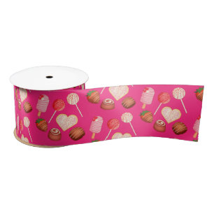 Happy Valentine's Day Treats And Candy Pattern Satin Ribbon