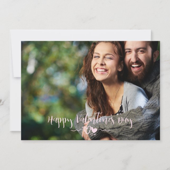 Happy Valentine's Day Trendy Font Photo Card (Front)