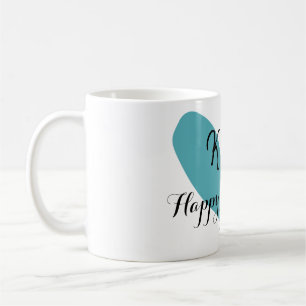 Happy Valentine's day turquoise heart name letter Coffee Mug