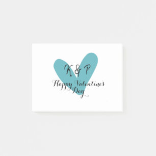 Happy Valentine's day turquoise heart name letter  Post-it Notes