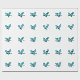 Happy Valentine's day turquoise heart name letter Wrapping Paper