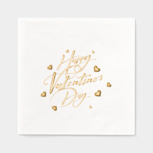 Happy Valentine's Day Typography Hearts Foil Napkins