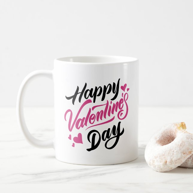 Happy Valentine's Day Typography | Mug (With Donut)