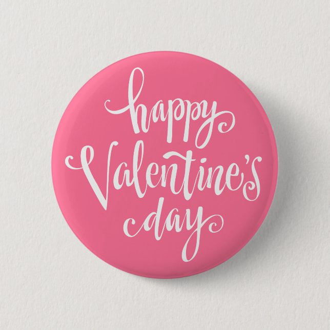 Happy Valentine's Day Typography | Pin Button (Front)