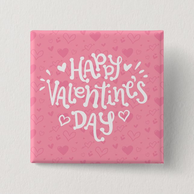 Happy Valentine's Day Typography | Pin Button (Front)