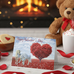 Happy Valentine's day Unicorn love Heart Tree Card