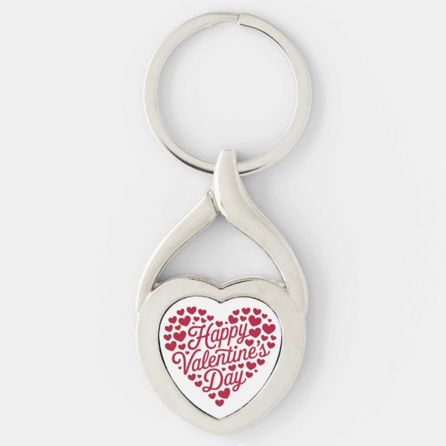 Happy Valentines Day Valentine Love Heart Key Ring (Front)