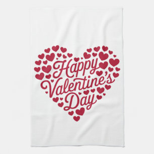 Happy Valentines Day Valentine Love Heart Tea Towel