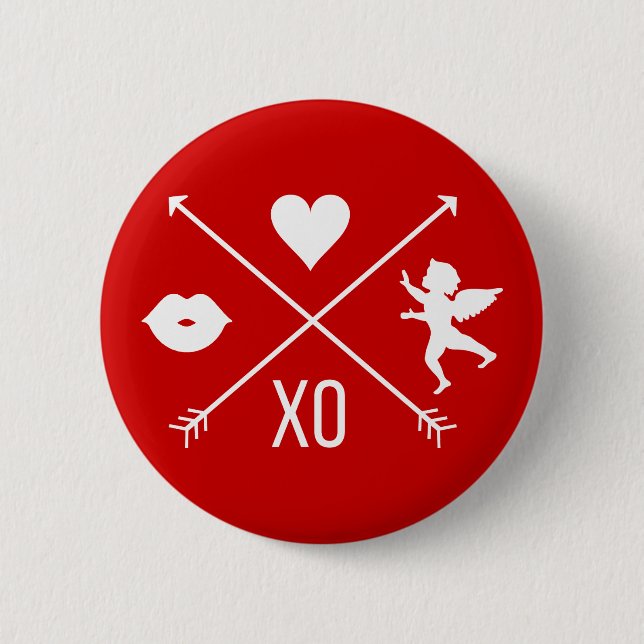 Happy Valentine's Day Valentine Symbols Button (Front)