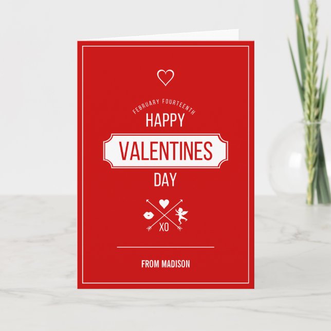 Happy Valentine's Day Valentine Symbols Card (Front)