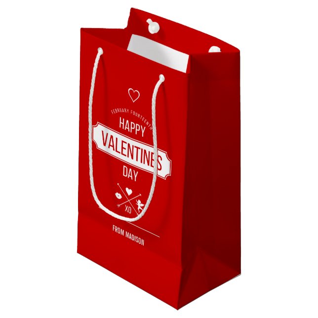Happy Valentine's Day Valentine Symbols Gift Bag (Front Angled)