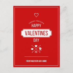 Happy Valentine's Day Valentine Symbols Postcard