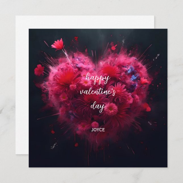 Happy Valentine's Day - Vibrant Pink Heart Card (Front/Back)