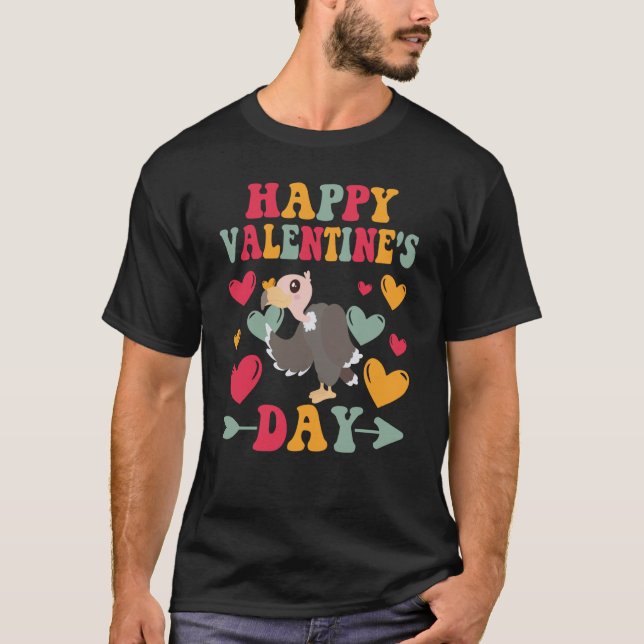 Happy Valentines Day Vulture Heart Love Groovy T-Shirt (Front)