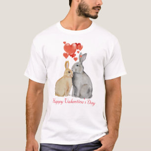 Happy Valentine's Day watercolor bunnies T-Shirt