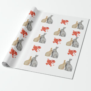 Happy Valentine's Day watercolor bunnies Wrapping Paper