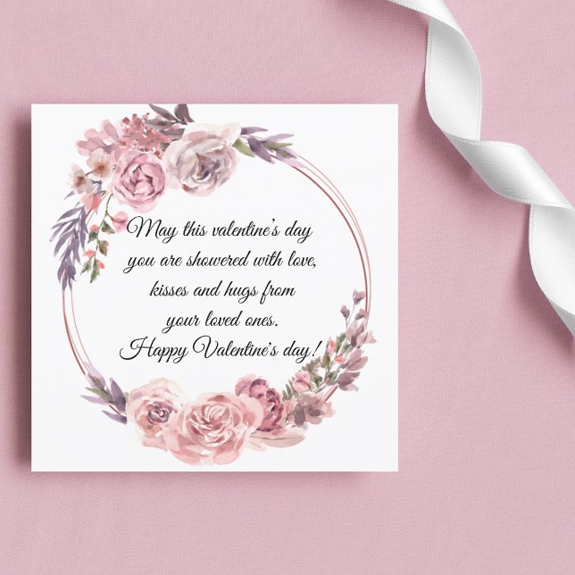 happy valentines day watercolor pink floral holiday card (Creator Uploaded)