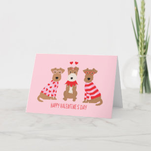 Happy Valentines Day Welsh Wire Fox Terrier Dogs Holiday Card