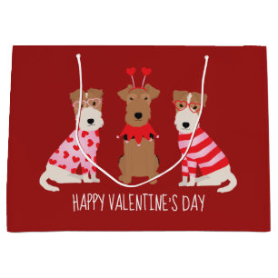 Happy Valentines Day Welsh Wire Fox Terrier Dogs Large Gift Bag