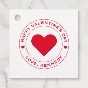Happy Valentines Day White Red Heart Unique Chic Favour Tags