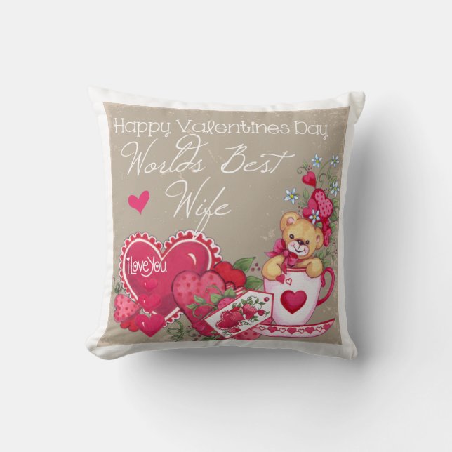 Happy Valentines Day Wife Pillow (Front)