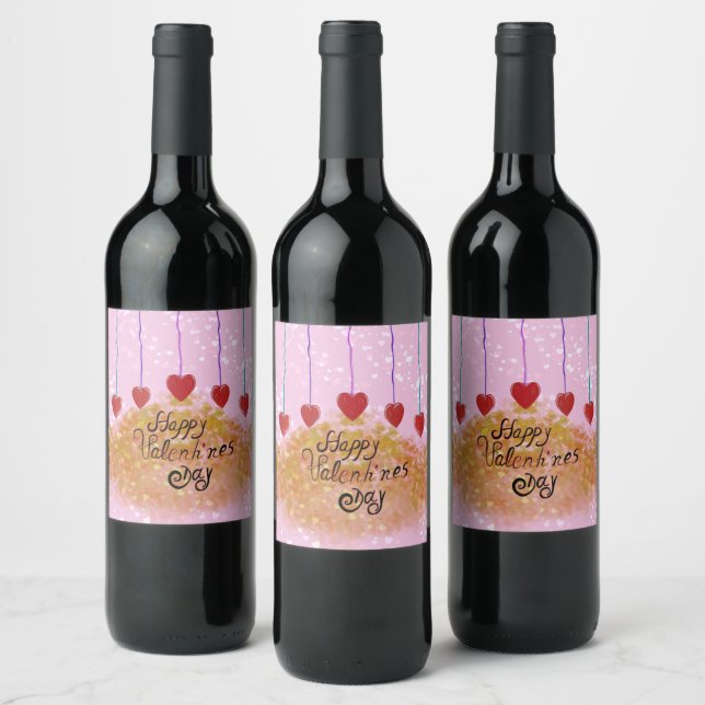 Happy Valentine's Day Wine Label (Bottles)