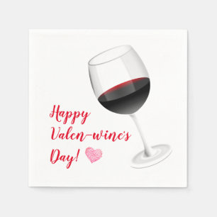 Happy Valentines Day Wine Lovers Paper Napkins