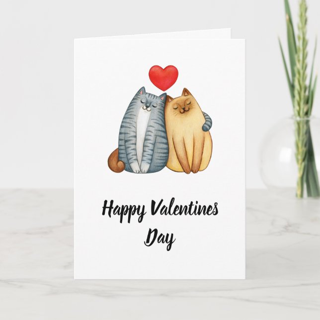 Happy Valentines Day With Cats Holiday Card (Front)
