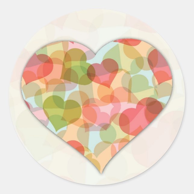 Happy Valentines Day with colourful hearts Classic Round Sticker (Front)