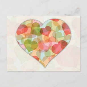 Happy Valentines Day with colourful hearts Holiday Postcard