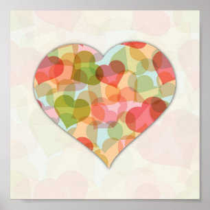 Happy Valentines Day with colourful hearts Poster