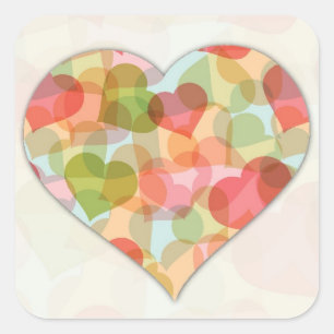 Happy Valentines Day with colourful hearts Square Sticker