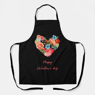 Happy Valentine's Day With Flowers Colourful     Apron