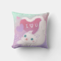 Happy Valentine's Day with Fluffy White Cat