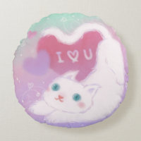 Happy Valentine's Day with Fluffy White Cat