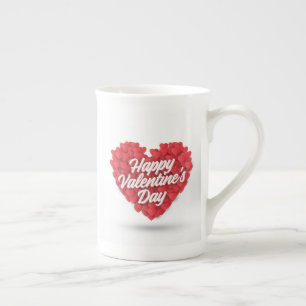 Happy Valentine's Day with Hearts Design-23056 Bone China Mug