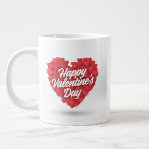 Happy Valentine's Day with Hearts Design-23056 Large Coffee Mug