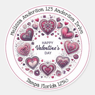 Happy Valentines Day with Hearts Envelope Seal 