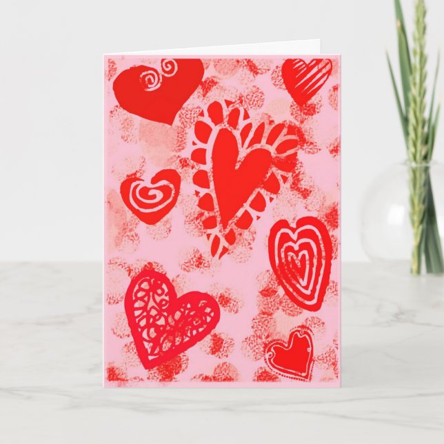 Happy Valentine's Day  with Hearts Holiday Card (Front)