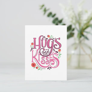 Happy Valentine's Day With Hugs And Kisses   Holiday Postcard