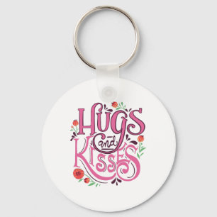 Happy Valentine's Day With Hugs And Kisses      Key Ring
