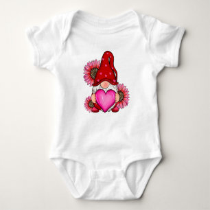 Happy Valentines Day With Leopard Sunflower Valent Baby Bodysuit