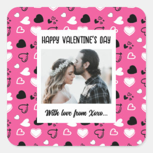 Happy Valentine's Day With Love Card Square Sticker
